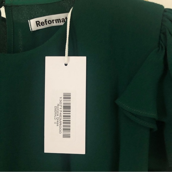 Reformation Romina Midi Dress, Emerald Green, Size 0 - Picture 5 of 8